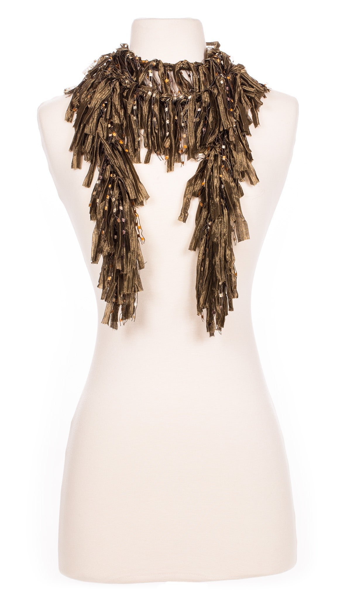 Olive Shimmer Fringe Scarf