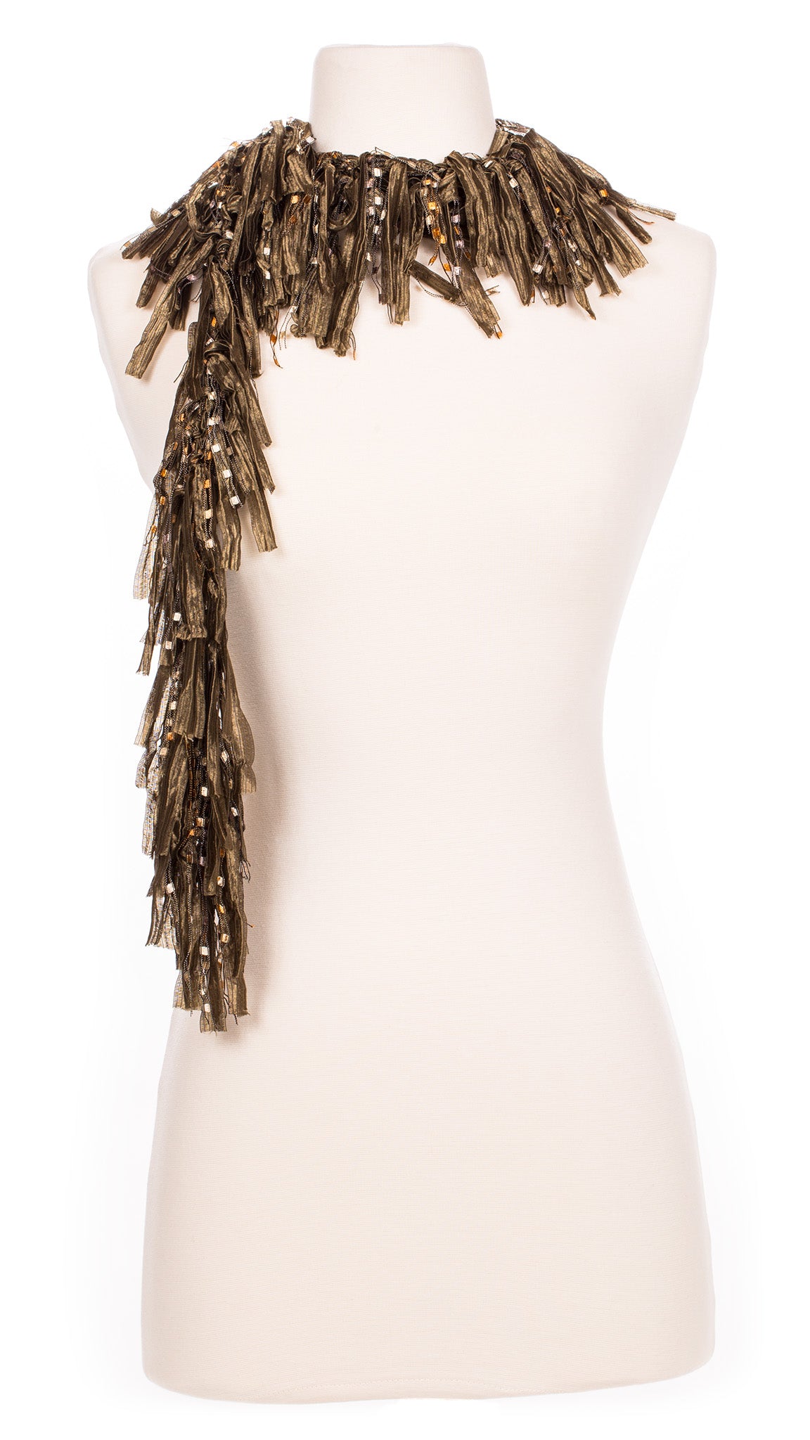 Olive Shimmer Fringe Scarf