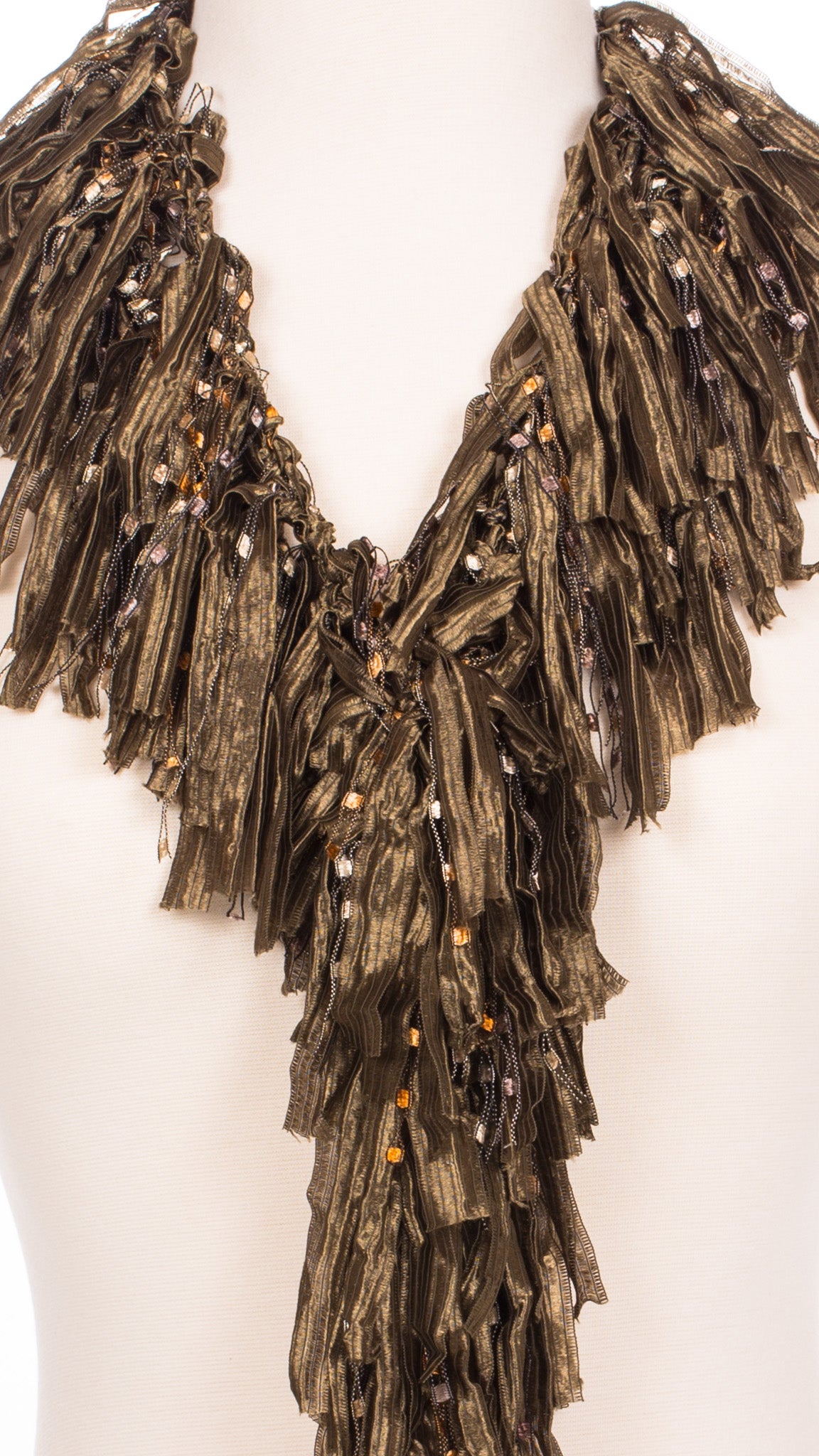 Olive Shimmer Fringe Scarf