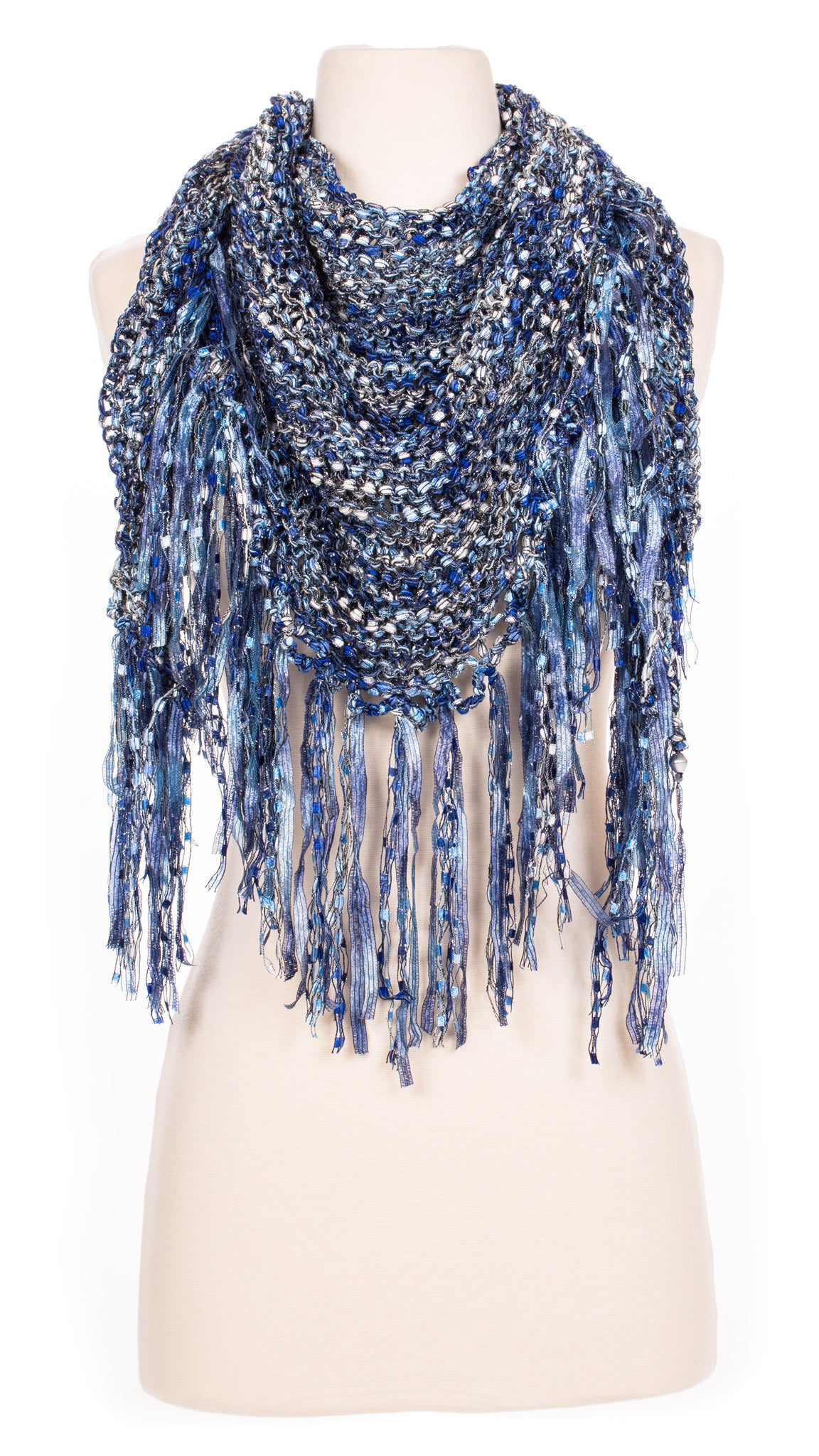 Denim Blues Knit Shawl