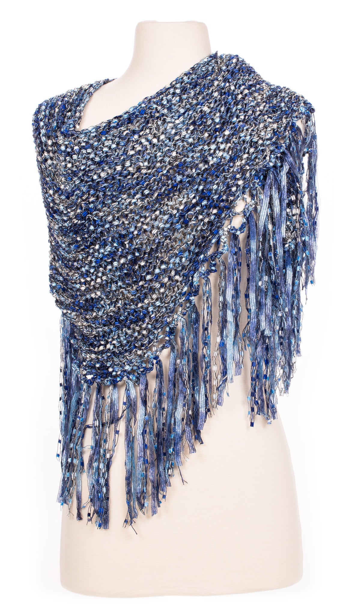 Denim Blues Knit Shawl