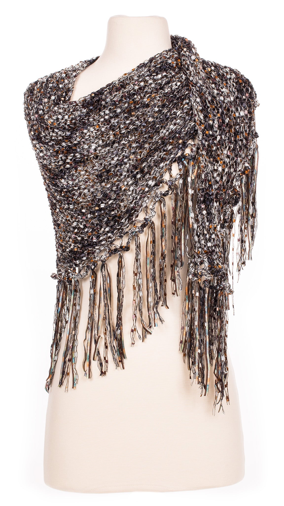 Coffee Spilled Newspaper Knit Shawl