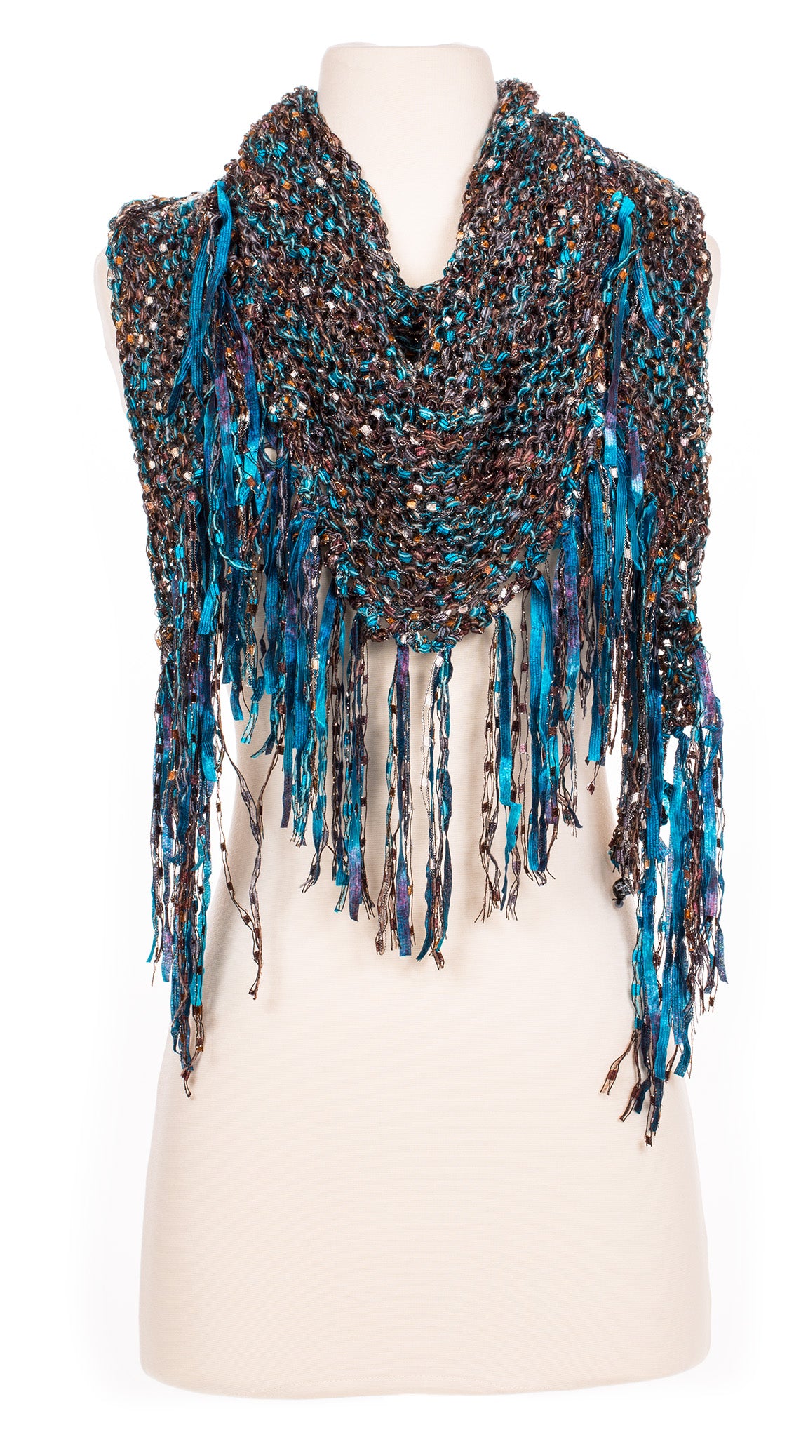 Earthy Teal Knit Shawl