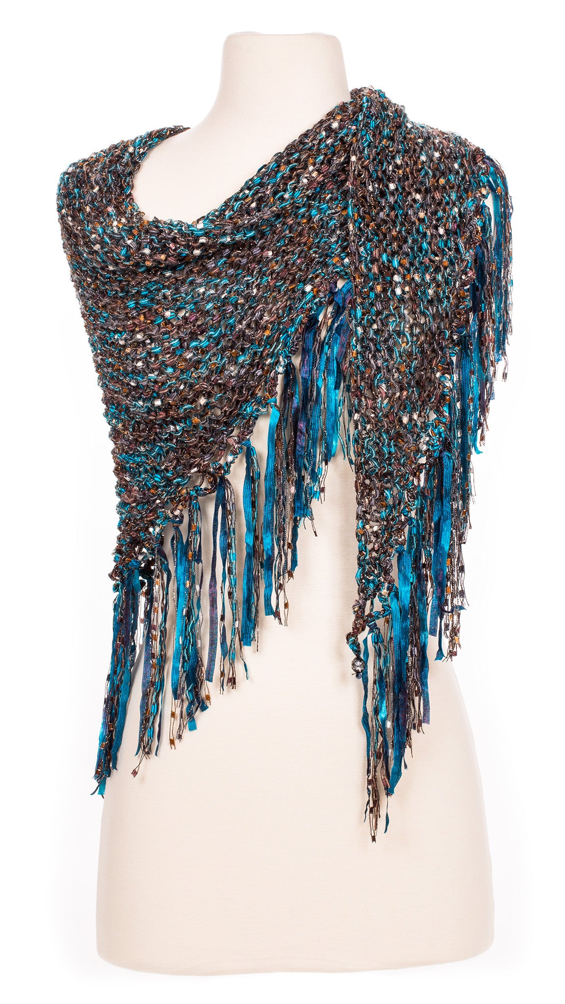 Earthy Teal Knit Shawl