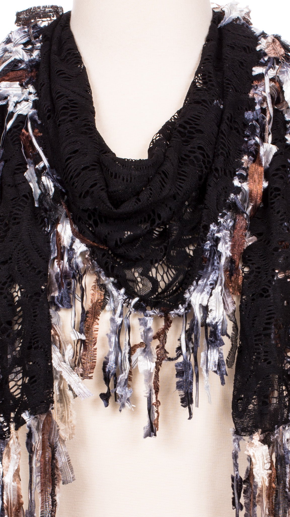 Black Lace Shawlette Scarf